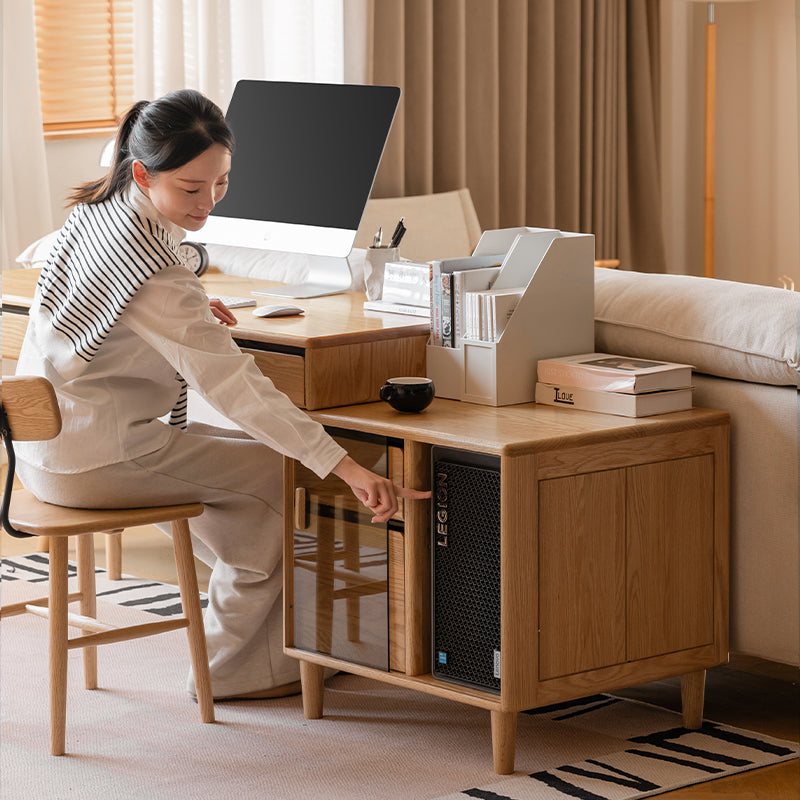 Bronson 121cm/141cm FAS-Graded Solid Oak Wood Adjustable Study Desk/Table With Drawer