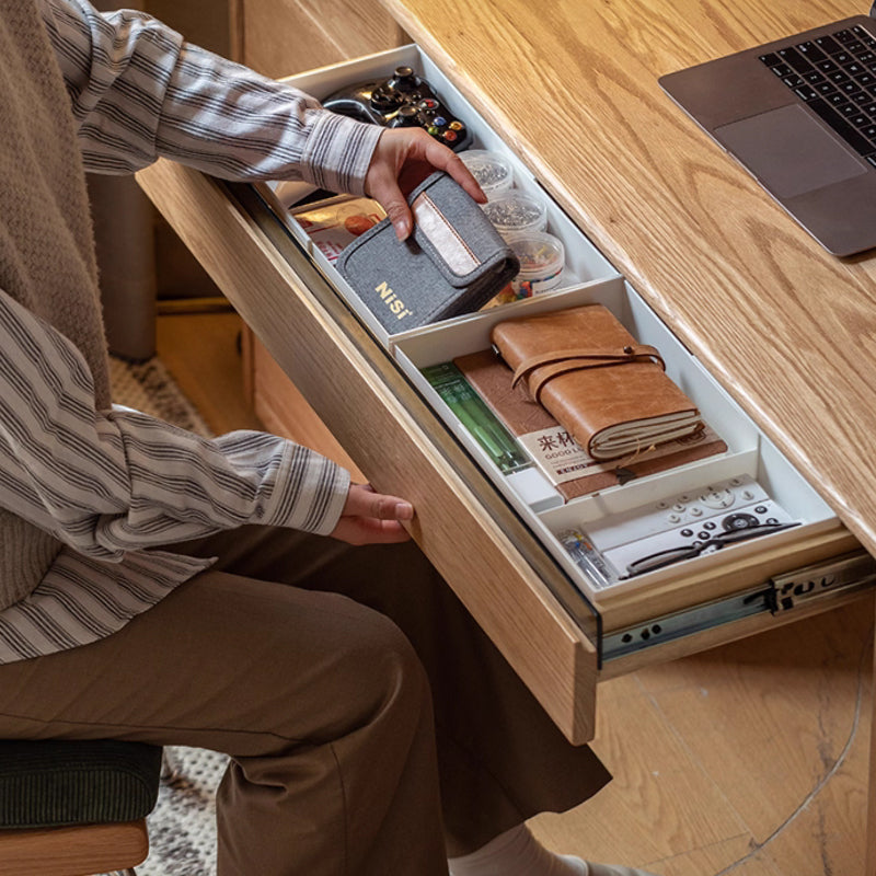 Bryony 1.02m/1.4m Single FAS-Graded Solid American Oak Wood Office Desk/Computer Table With Cabinet/Bookcase/Drawer