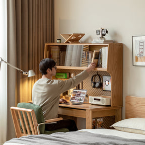 Bryony 1.02m/1.4m Single FAS-Graded Solid American Oak Wood Office Desk/Computer Table With Cabinet/Bookcase/Drawer