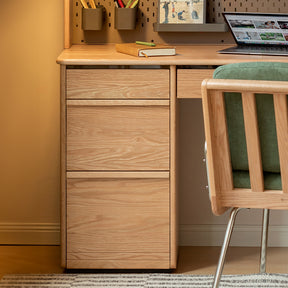 Bryony 1.02m/1.4m Single FAS-Graded Solid American Oak Wood Office Desk/Computer Table With Cabinet/Bookcase/Drawer