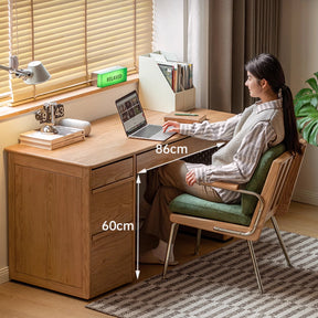 Bryony 1.02m/1.4m Single FAS-Graded Solid American Oak Wood Office Desk/Computer Table With Cabinet/Bookcase/Drawer