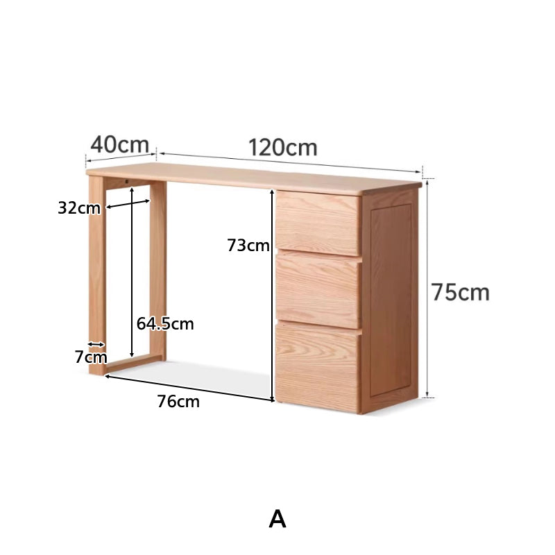 Callum Single/Double FAS-Graded Solid Oak Wood Study Desk/Table With Drawer