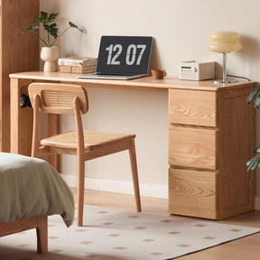 Callum Single/Double FAS-Graded Solid Oak Wood Study Desk/Table With Drawer