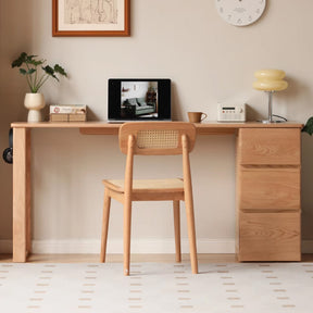 Callum Single/Double FAS-Graded Solid Oak Wood Study Desk/Table With Drawer