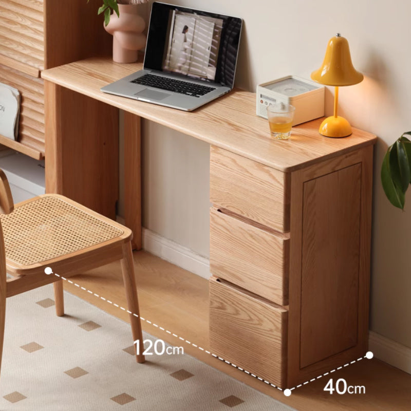 Callum Single/Double FAS-Graded Solid Oak Wood Study Desk/Table With Drawer