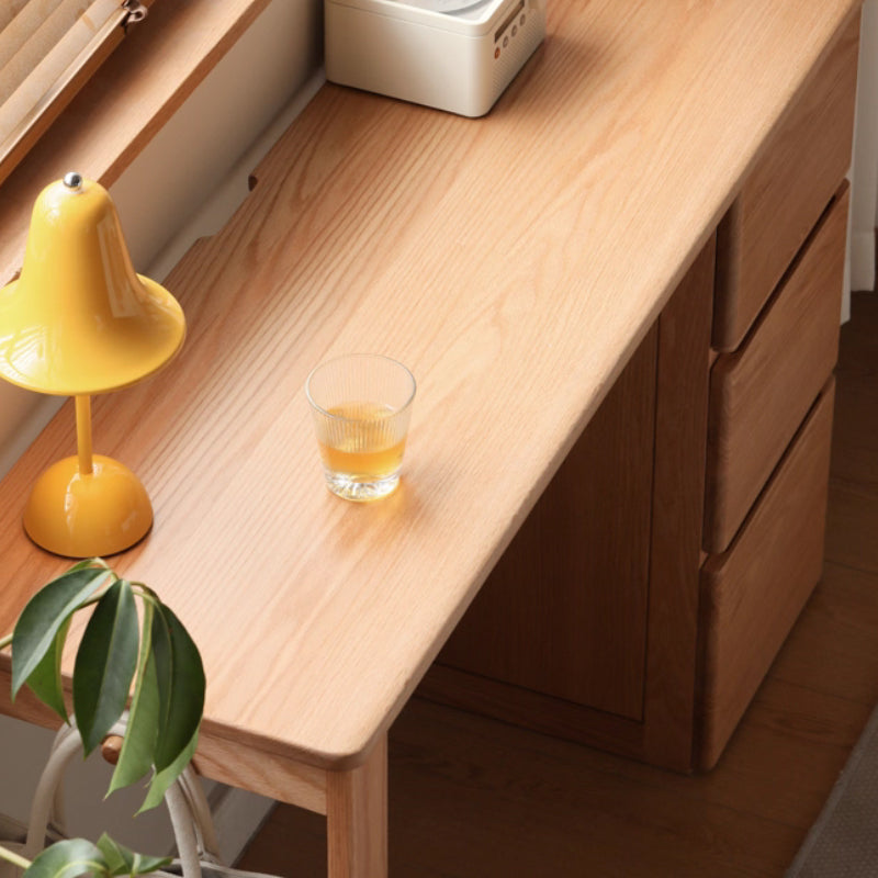 Callum Single/Double FAS-Graded Solid Oak Wood Study Desk/Table With Drawer