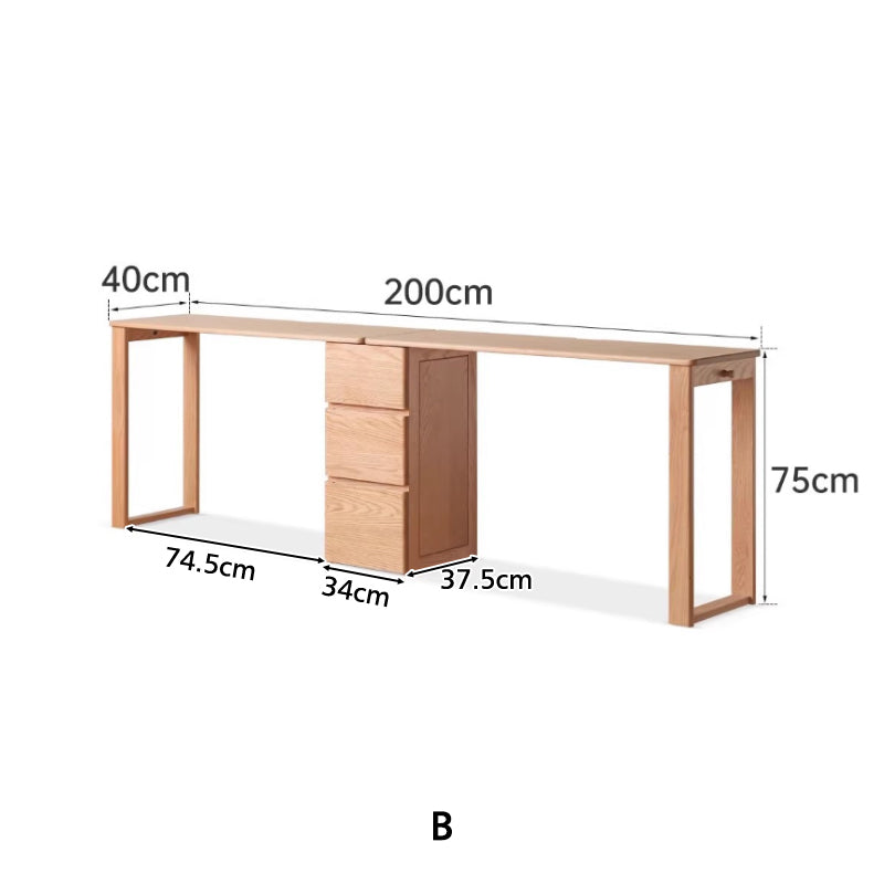 Callum Single/Double FAS-Graded Solid Oak Wood Study Desk/Table With Drawer