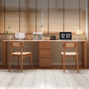 Callum Single/Double FAS-Graded Solid Oak Wood Study Desk/Table With Drawer