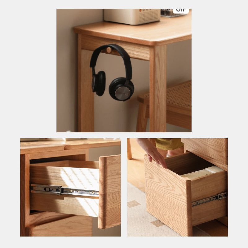 Callum Single/Double FAS-Graded Solid Oak Wood Study Desk/Table With Drawer