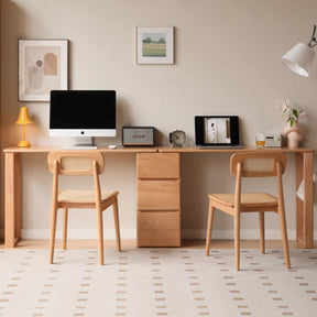 Callum Single/Double FAS-Graded Solid Oak Wood Study Desk/Table With Drawer