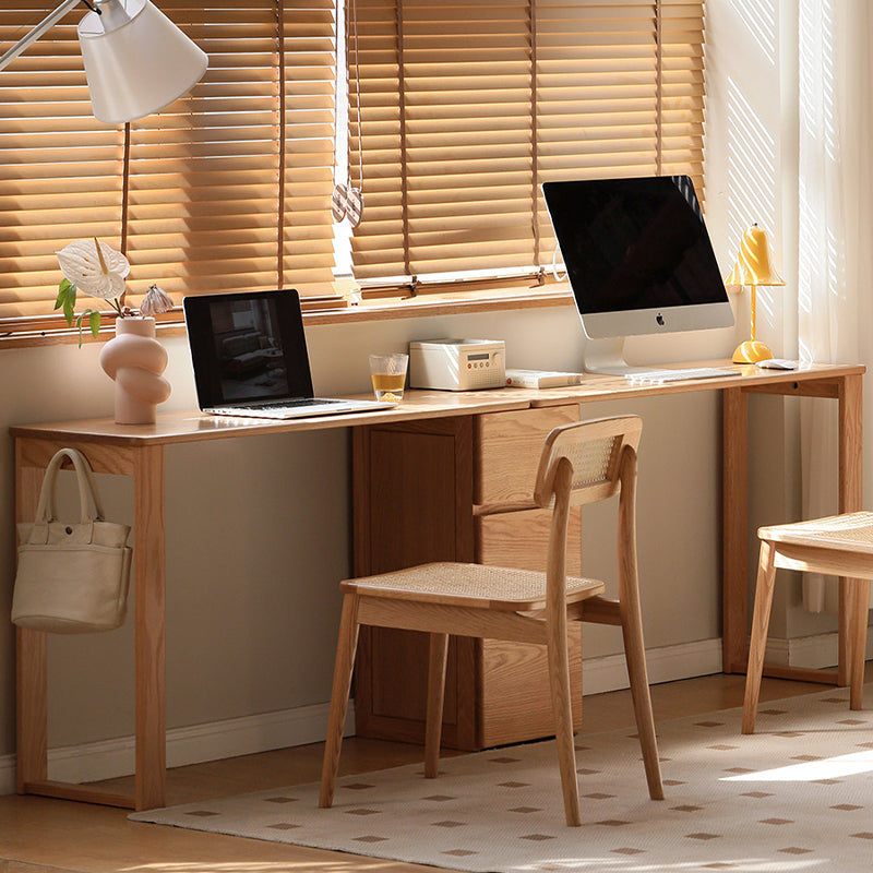 Callum Single/Double FAS-Graded Solid Oak Wood Study Desk/Table With Drawer