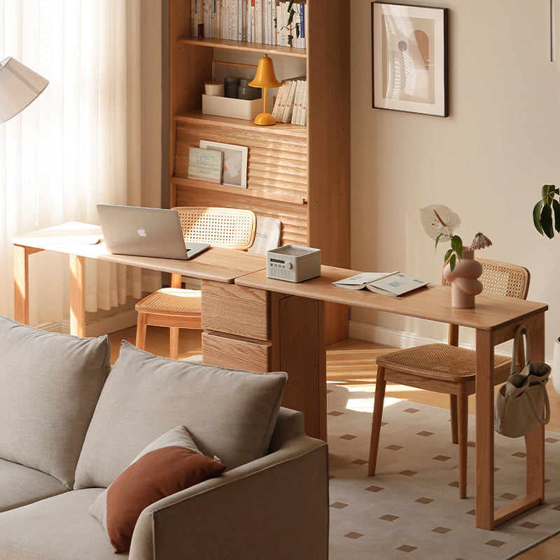 Callum Single/Double FAS-Graded Solid Oak Wood Study Desk/Table With Drawer