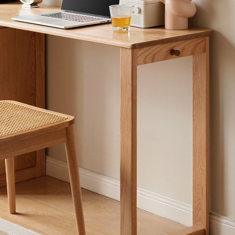 Callum Single/Double FAS-Graded Solid Oak Wood Study Desk/Table With Drawer