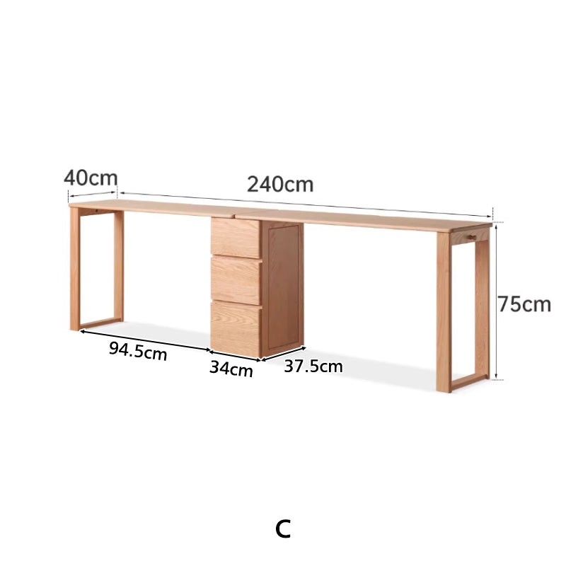 Callum Single/Double FAS-Graded Solid Oak Wood Study Desk/Table With Drawer