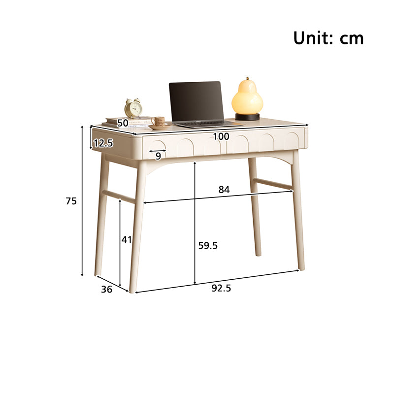 Cole 100cm Rubberwood Study Desk/Table With Drawer White