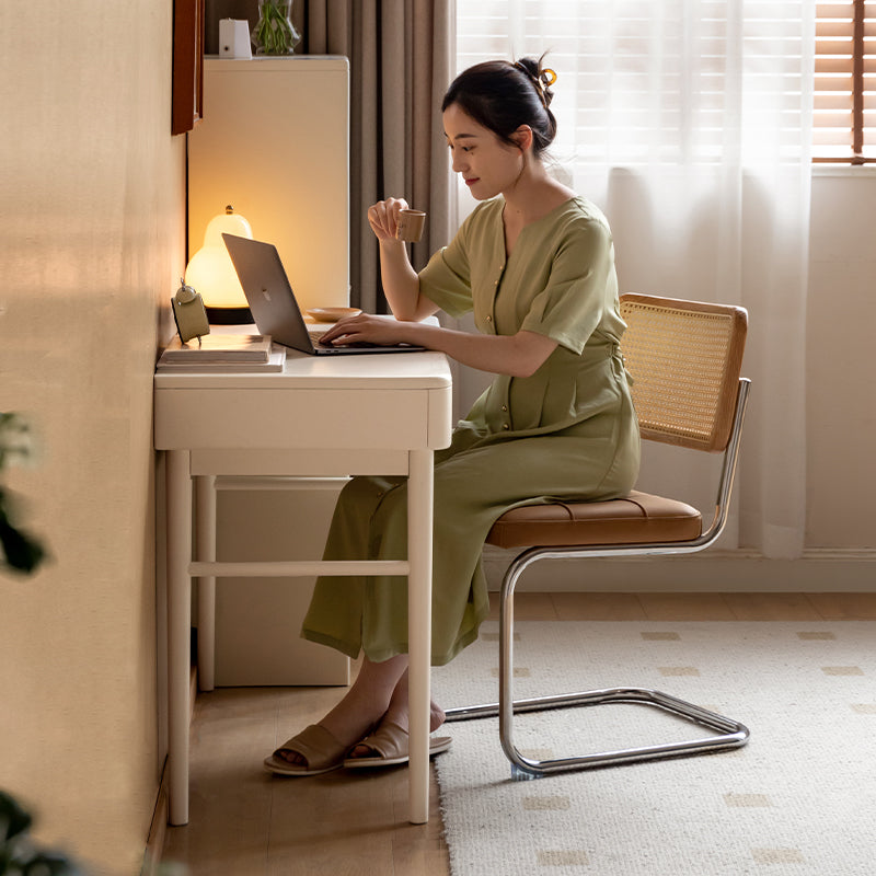 Cole 100cm Rubberwood Study Desk/Table With Drawer White