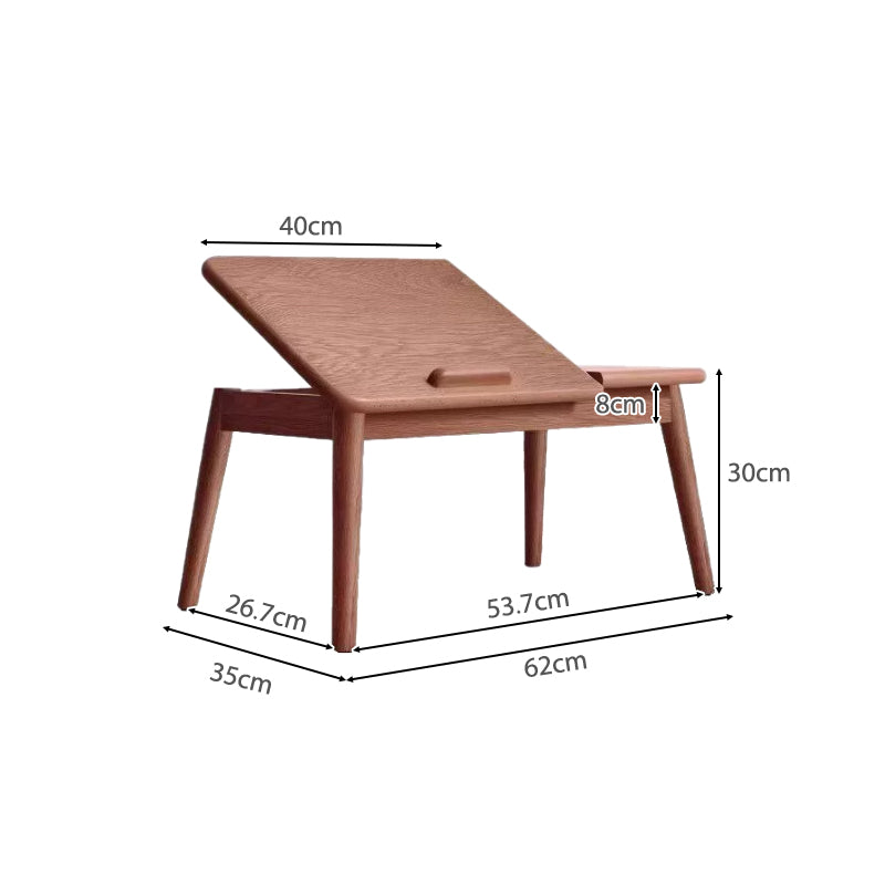 Salma 62cm FAS-Graded Solid American Oak Wood Height Adjustable Single Study Table/Bay Window Table For Home