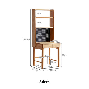 Nelson 64cm/84cm FAS-Graded Solid American Oak Wood Study Desk with Shelf/Drawers/Bookcase Home Office
