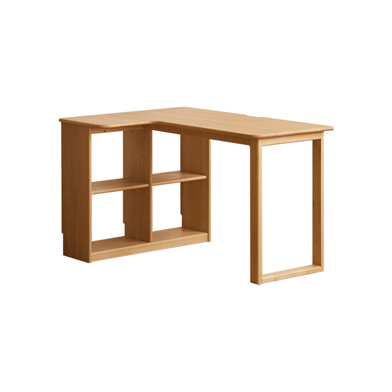 Nettie 1.2m/1.4m Solid Beech Wood Single Corner Storage Office Desk/Computer Table With Bookcase