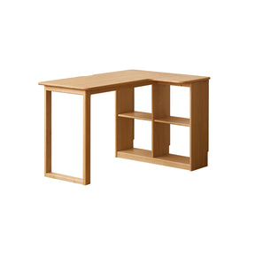 Nettie 1.2m/1.4m Solid Beech Wood Single Corner Storage Office Desk/Computer Table With Bookcase