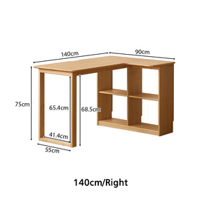 Nettie 1.2m/1.4m Solid Beech Wood Single Corner Storage Office Desk/Computer Table With Bookcase