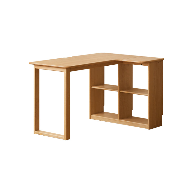 Nettie 1.2m/1.4m Solid Beech Wood Single Corner Storage Office Desk/Computer Table With Bookcase