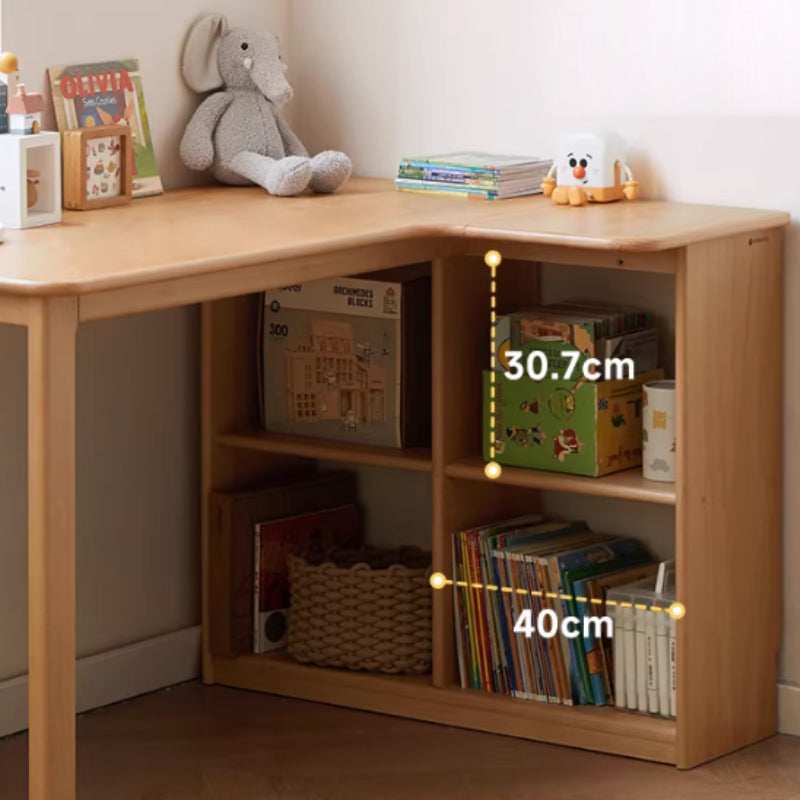 Nettie 1.2m/1.4m Solid Beech Wood Single Corner Storage Office Desk/Computer Table With Bookcase