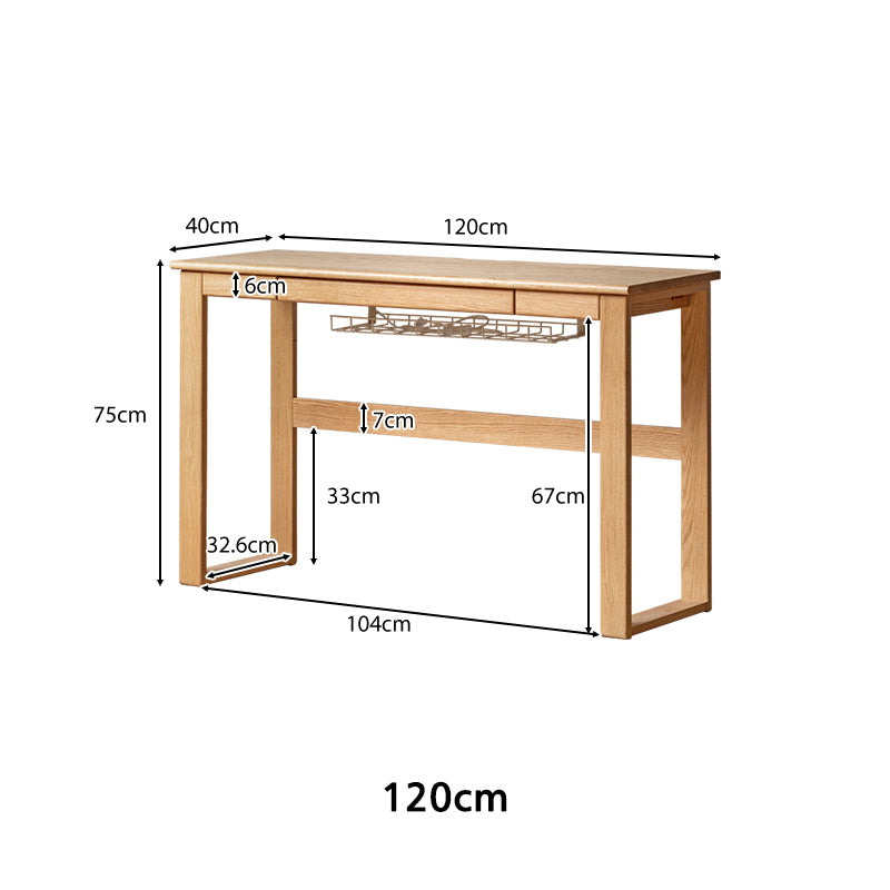 Nigel 120cm/140cm FAS-Graded Solid American Oak Wood Study Desk/Computer Table With Extendable Desktop For Home