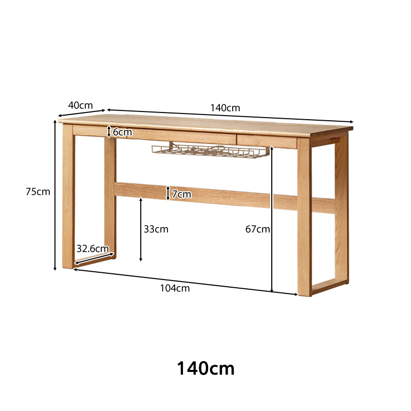 Nigel 120cm/140cm FAS-Graded Solid American Oak Wood Study Desk/Computer Table With Extendable Desktop For Home