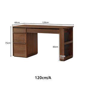 Nico 120cm/140cm FAS-Graded Solid Black Walnut Wood Study Desk/Computer Table With Drawer/Storage For Home