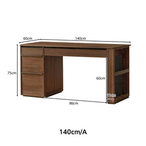 Nico 120cm/140cm FAS-Graded Solid Black Walnut Wood Study Desk/Computer Table With Drawer/Storage For Home