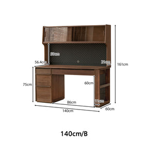 Nico 120cm/140cm FAS-Graded Solid Black Walnut Wood Study Desk/Computer Table With Drawer/Storage For Home