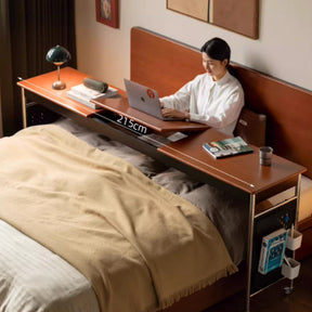 Noelle 215cm Solid Liriodendron Wood Mobile Over-bed Desk / Bed-end Table For Home