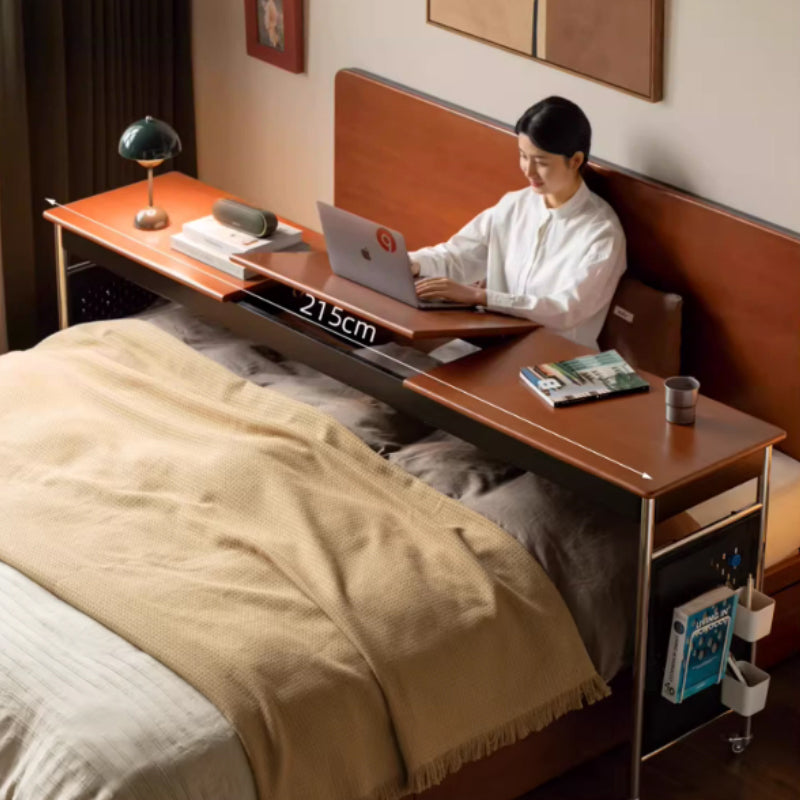 Noelle 215cm Solid Liriodendron Wood Mobile Over-bed Desk / Bed-end Table For Home