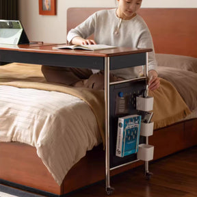 Noelle 215cm Solid Liriodendron Wood Mobile Over-bed Desk / Bed-end Table For Home