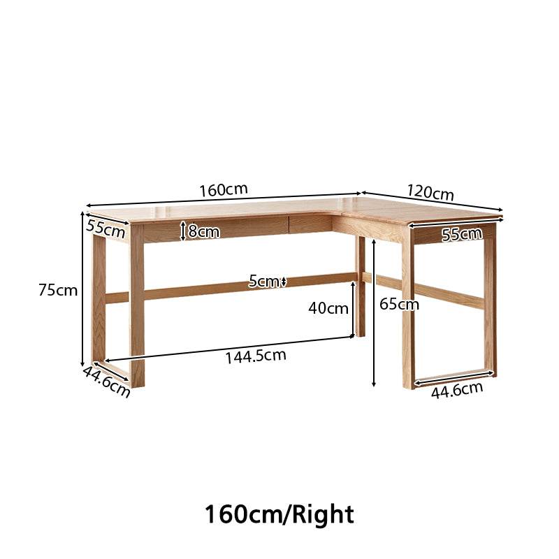 Neville 1.2m/1.4m/1.6m Fraxinus Mandshurica Wood Single Corner Storage Office Desk/Computer Table