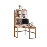 Neville 1.2m/1.4m/1.6m Fraxinus Mandshurica Wood Single Corner Storage Office Desk/Computer Table With Bookcase Storage