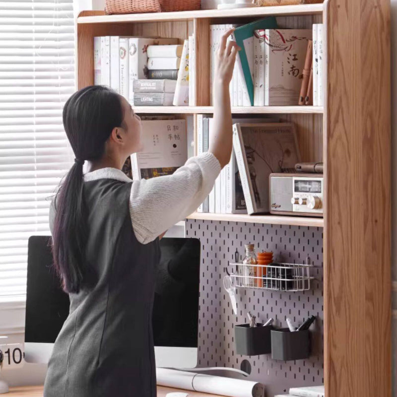 Neville 1.2m/1.4m/1.6m Fraxinus Mandshurica Wood Single Corner Storage Office Desk/Computer Table With Bookcase Storage