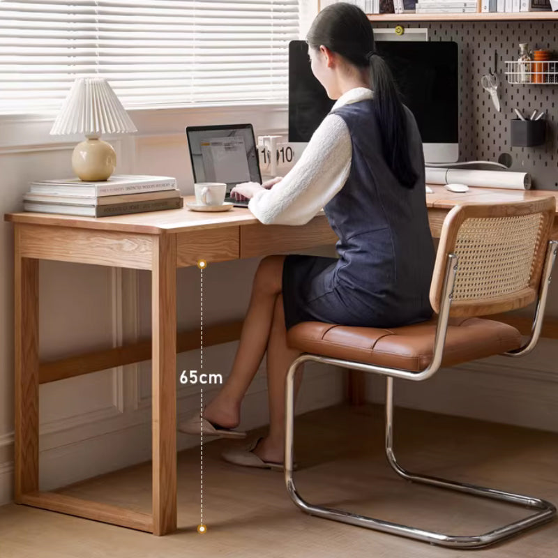 Neville 1.2m/1.4m/1.6m Fraxinus Mandshurica Wood Single Corner Storage Office Desk/Computer Table With Bookcase Storage