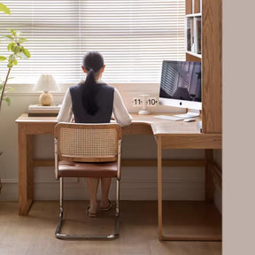 Neville 1.2m/1.4m/1.6m Fraxinus Mandshurica Wood Single Corner Storage Office Desk/Computer Table With Bookcase Storage