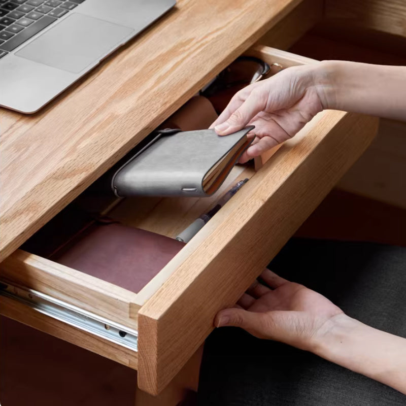 Neville 1.2m/1.4m/1.6m Fraxinus Mandshurica Wood Single Corner Storage Office Desk/Computer Table With Bookcase Storage