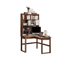 Neville 1.2m/1.4m/1.6m Fraxinus Mandshurica Wood Single Corner Storage Office Desk/Computer Table With Bookcase Storage