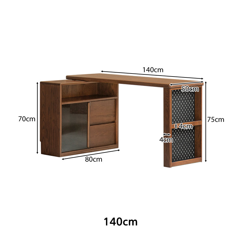 Nolan 1.2m/1.4m FAS-Graded Solid American Oak Wood Single Corner Storage Office Desk/Computer Table With Bookcase