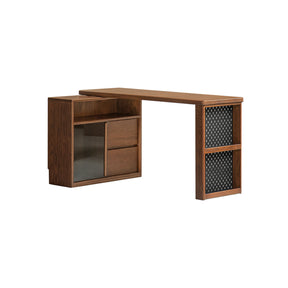 Nolan 1.2m/1.4m FAS-Graded Solid American Oak Wood Single Corner Storage Office Desk/Computer Table With Bookcase