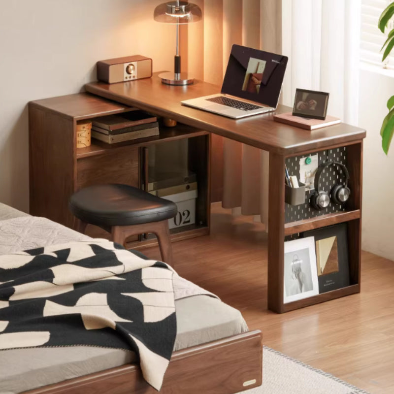 Nolan 1.2m/1.4m FAS-Graded Solid American Oak Wood Single Corner Storage Office Desk/Computer Table With Bookcase