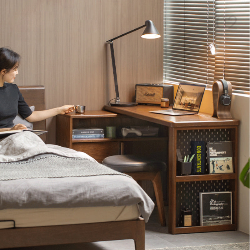 Nolan 1.2m/1.4m FAS-Graded Solid American Oak Wood Single Corner Storage Office Desk/Computer Table With Bookcase