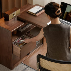 Nolan 1.2m/1.4m FAS-Graded Solid American Oak Wood Single Corner Storage Office Desk/Computer Table With Bookcase
