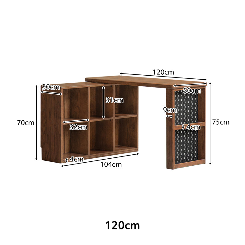 Nolan 120cm/140cm FAS-Graded Solid American Oak Wood Single Corner Storage Office Desk/Computer Table With Bookcase/Storage