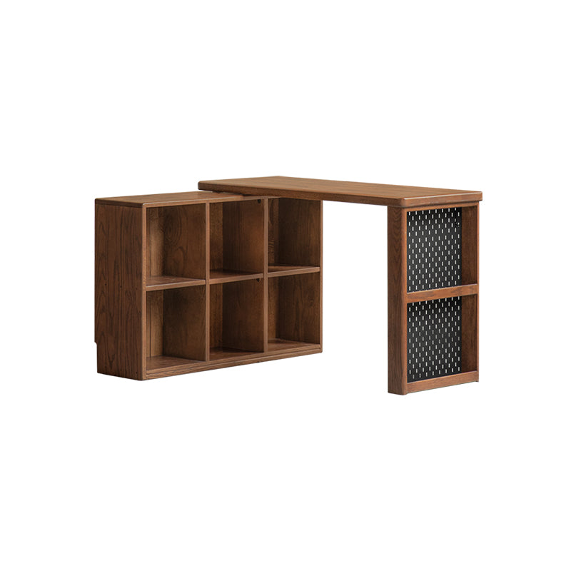 Nolan 120cm/140cm FAS-Graded Solid American Oak Wood Single Corner Storage Office Desk/Computer Table With Bookcase/Storage