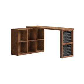 Nolan 120cm/140cm FAS-Graded Solid American Oak Wood Single Corner Storage Office Desk/Computer Table With Bookcase/Storage